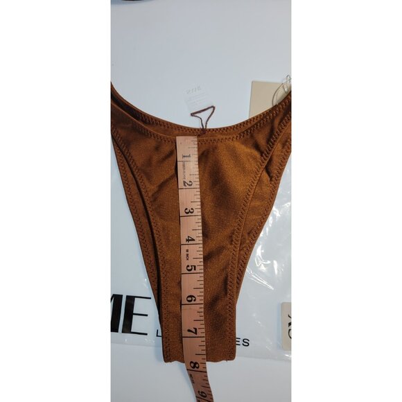SAME Los Angeles Swim Bikini Set 2Pc Strapless Top High Weist Bottom Brown SZ XS - Picture 4 of 8